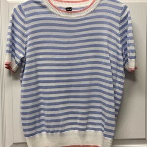 LOFT Blue and White Striped Sweater